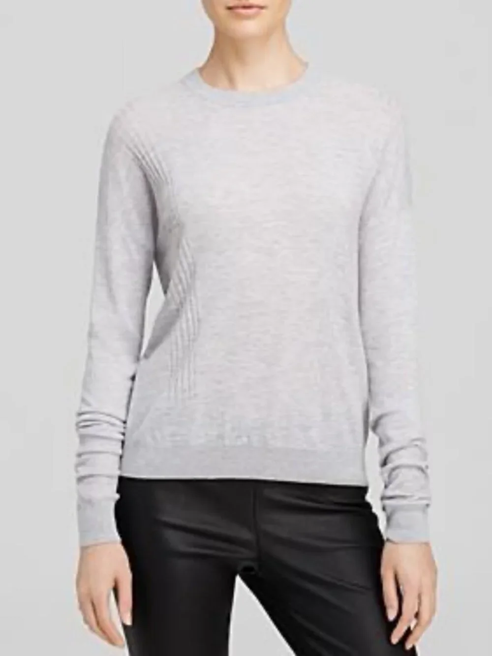 Vince Ash Gray Merino Wool Blend Sweater Crewneck Lightweight Knit Size M